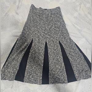 Black and White Pleated Midi Skirt